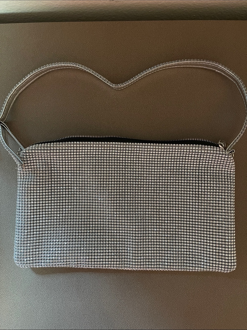 Primark Silver Crystal Mesh Clutch with Slim Strap
